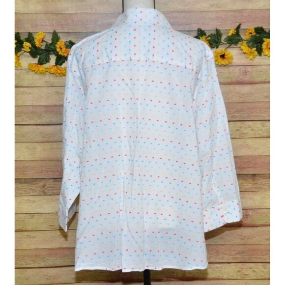 Foxcroft Plus Size 22W Fun Colorful Polka Dot Button Front Blouse Tunic Top - Picture 6 of 10